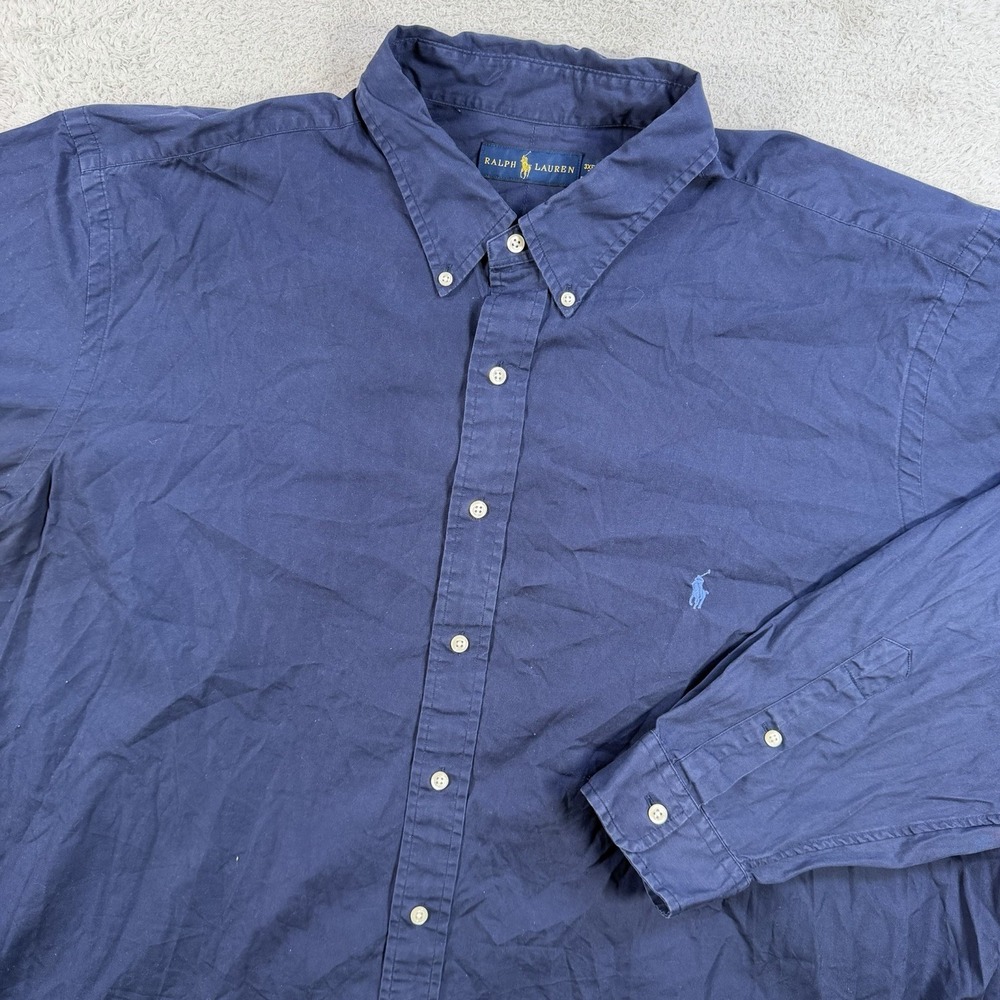 Polo Ralph Lauren Shirt Mens 3XB Navy Long Sleeve Button Down Cotton Blue Pony
